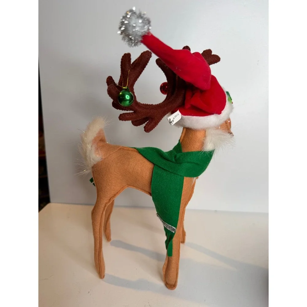 Annalee Alpine Reindeer Christmas Figure 2013 Santa Hat Holiday Decor